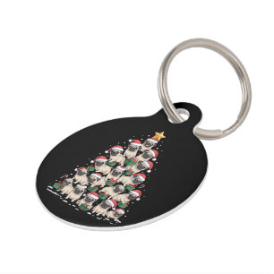 Dog Pugs Christmas Tree Cute Xmas Dogs Mum Pet Tag