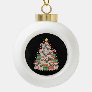 Dog Pugs Christmas Tree Xmas Dad Mum Family Ceramic Ball Christmas Ornament