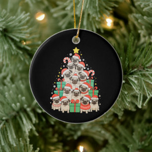 Dog Pugs Christmas Tree Xmas Dad Mum Family Ceramic Ornament