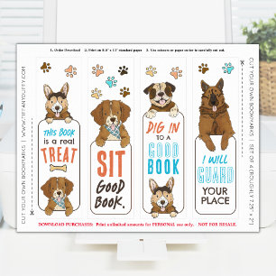 Dog Puns Funny Bookmarks Printable Sheet Poster