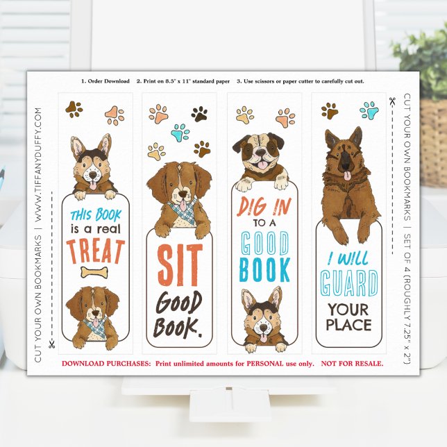 Dog Puns Funny Bookmarks Printable Sheet Poster (Creator Uploaded)