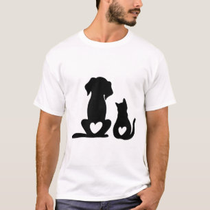 Dog Puppy And Baby Dog And Cat Lover T-Shirt