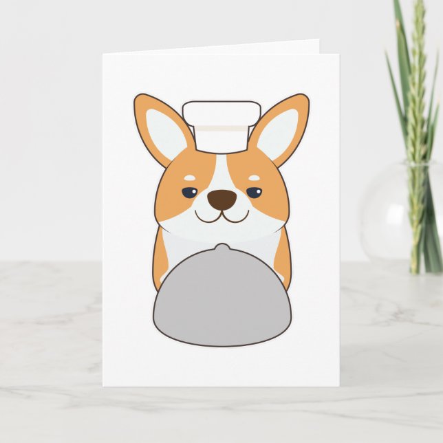 Dog puppy as Cook with Platter Card (Front)