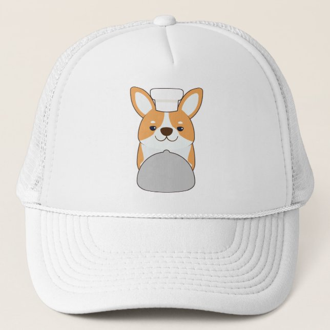 Dog puppy as Cook with Platter Trucker Hat (Front)