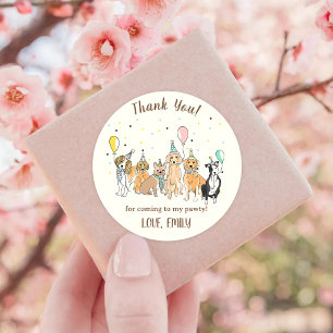  Dog Puppy Birthday Party Classic Round Sticker