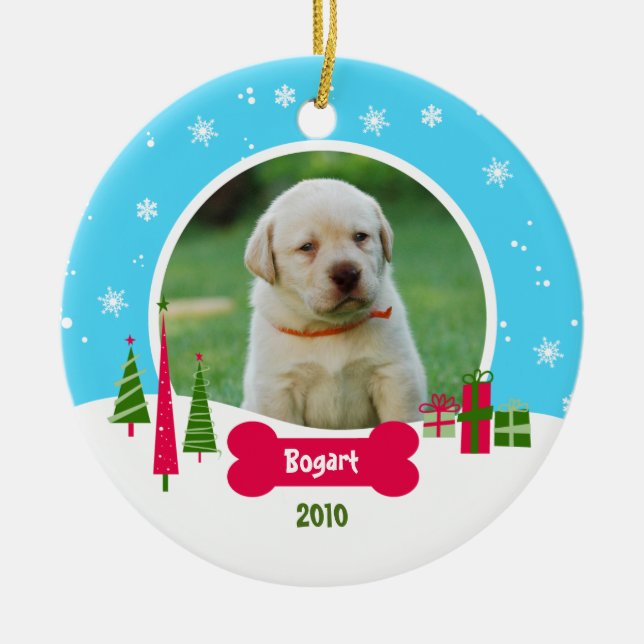 Dog / Puppy Christmas - Winter Wonderland Ceramic Ornament (Front)