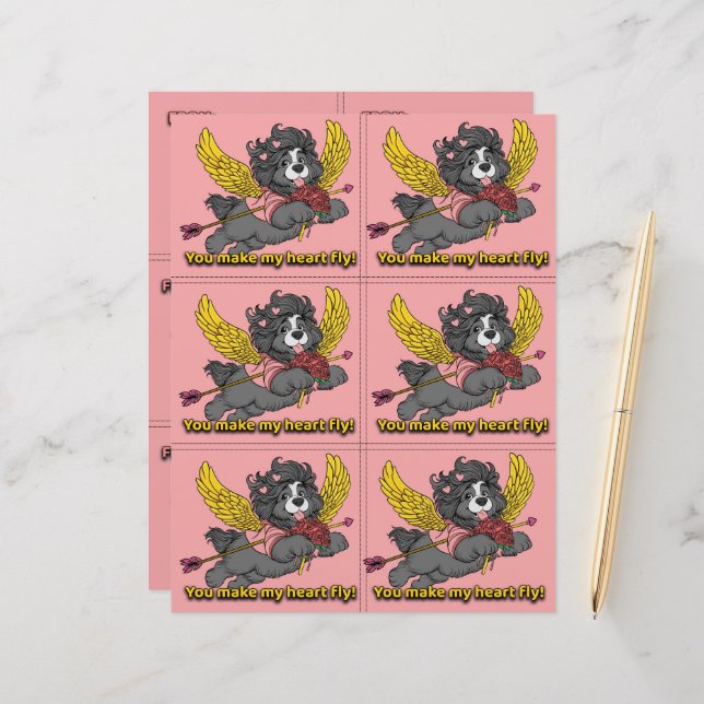 Dog Puppy Classroom Valentine Sheets Custom Letterhead (Front/Back In Situ)