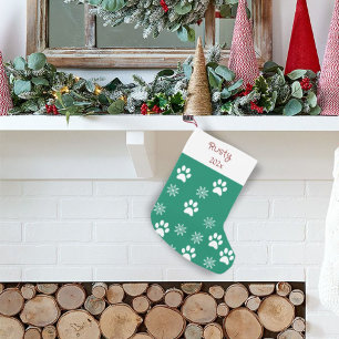 Dog Puppy cutsom Pet Christmas Modern Red & green Small Christmas Stocking