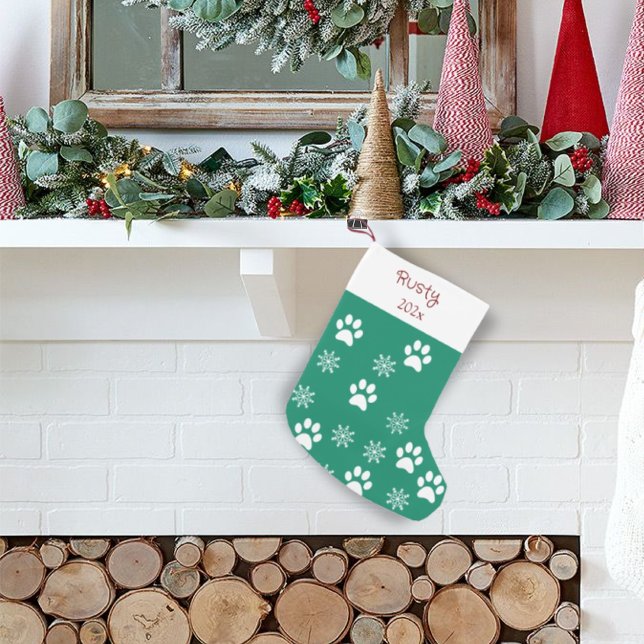 Dog Puppy cutsom Pet Christmas Modern Red & green Small Christmas Stocking (Creator Uploaded)