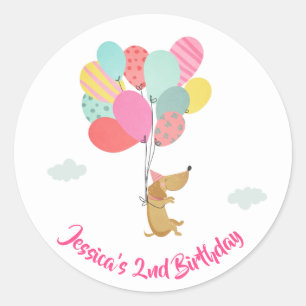 Dog puppy Envelope seal sticker Paw-ty Pink Girl