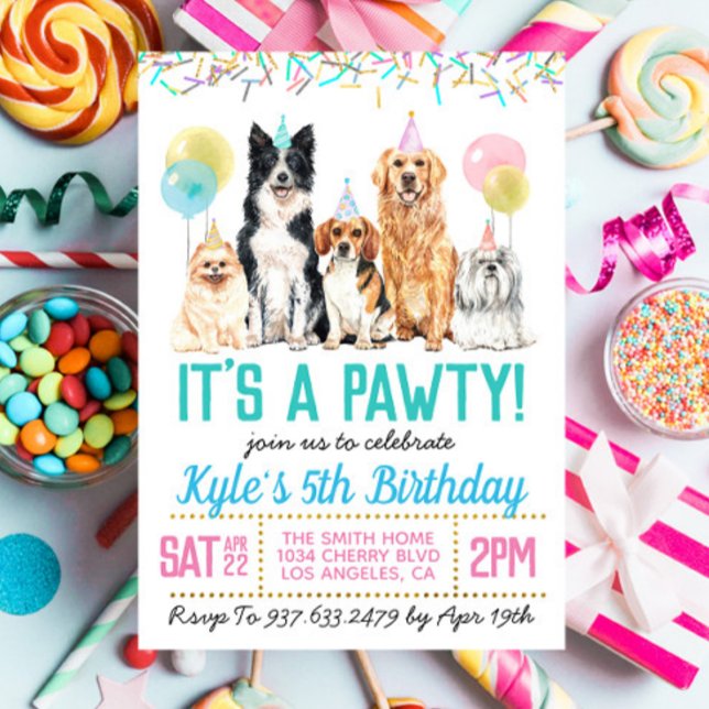 Dog Puppy Paw-ty Birthday Invitation (Creator Uploaded)