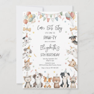 Dog Puppy Pawty Birthday Invitation