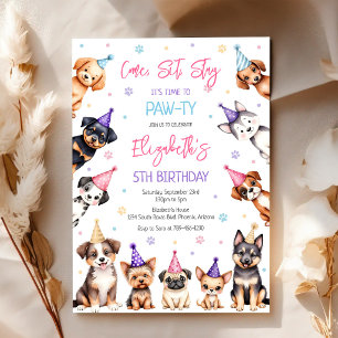 Dog Puppy Pawty Birthday Invitation