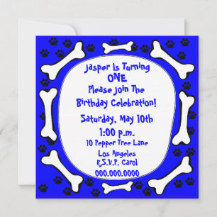 Dog Puppy Pet 1st Birthday Party Invite