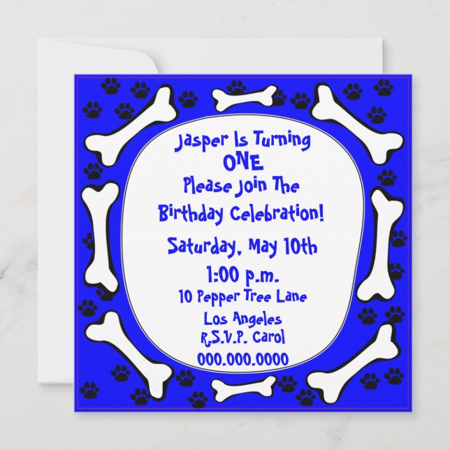 Dog Puppy Pet 1st Birthday Party Invite (Front)
