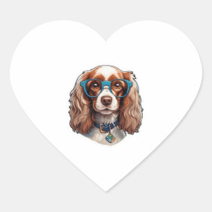 Dog Puppy Pooch Cute Funny Glasses Study Student Heart Sticker