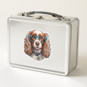 Dog Puppy Pooch Cute Funny Glasses Study Student   Metal Lunch Box