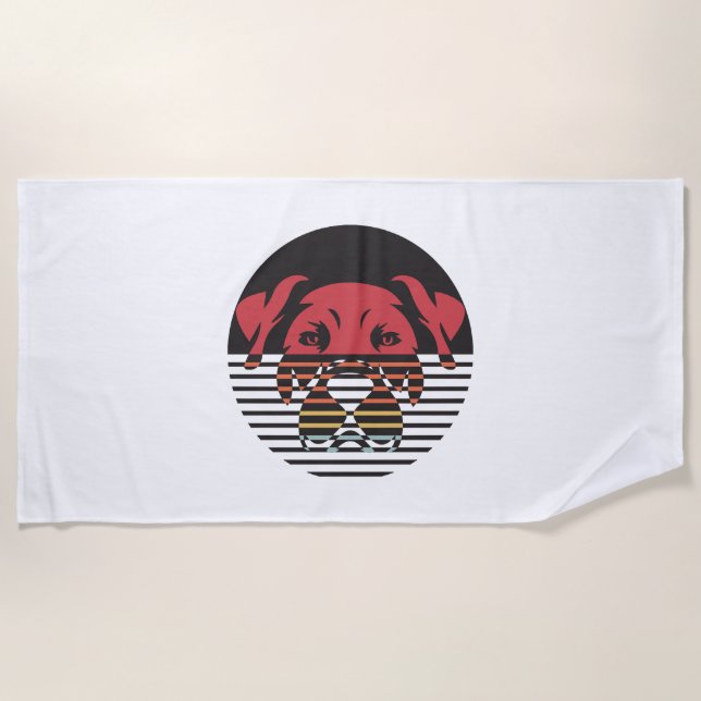 Dog Puppy Shirt I Love Dogs Paw Print Heart Cute Beach Towel (Front)