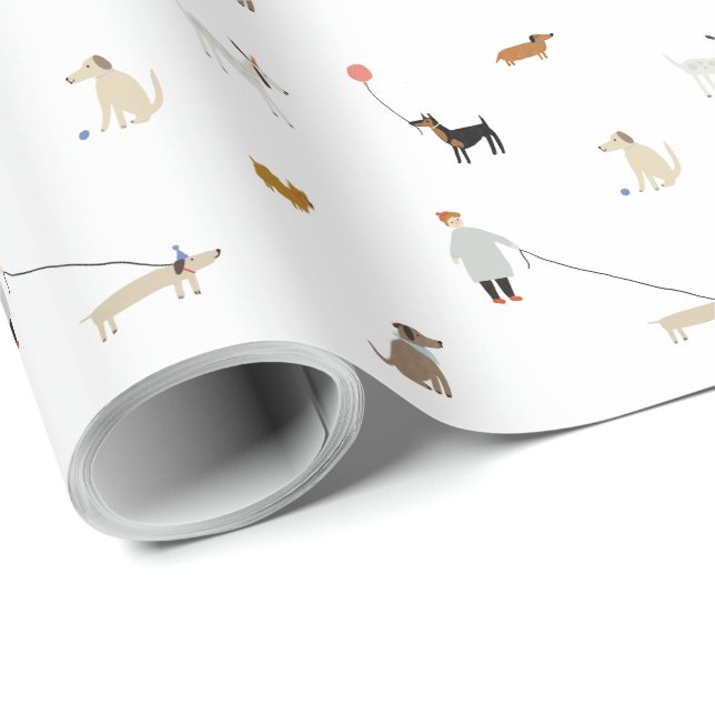 Dog & Puppy Themed Birthday Wrapping Paper (Roll Corner)