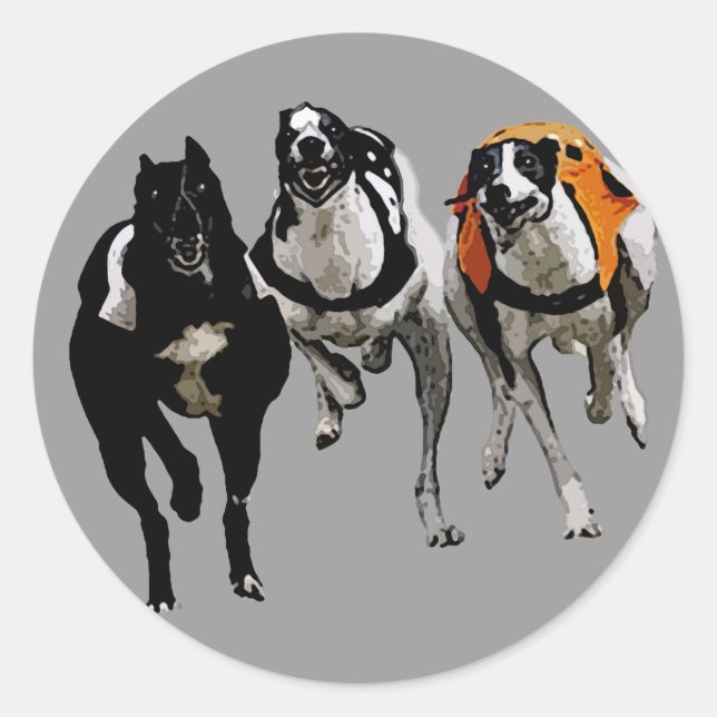 DOG RACE GREYHOUND CLASSIC ROUND STICKER (Front)