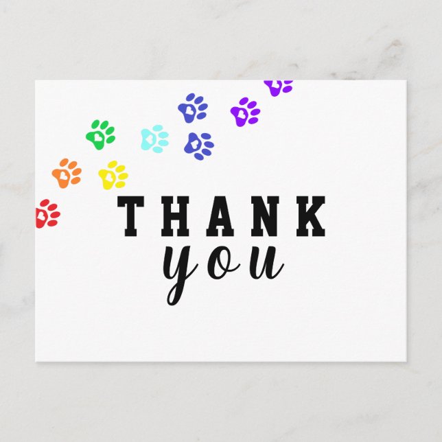 Dog Rainbow Paw Custom Thank you card (Front)