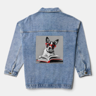 Dog Reading Book Denim Jacket