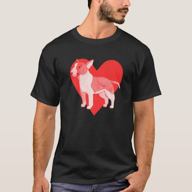 Dog Red Heart Bull Terrier   T-Shirt (Front)