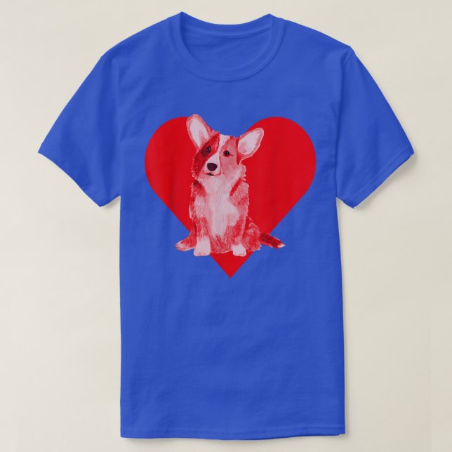 Dog Red Heart Corgi  T-Shirt (Design Front)