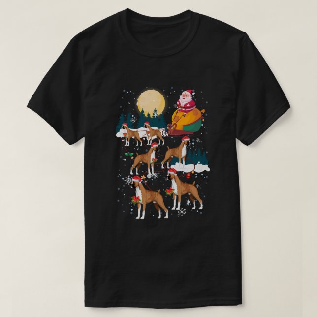 Dog Reindeer Boxer Christmas Gift T-Shirt (Design Front)