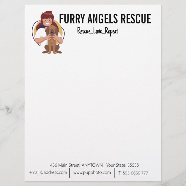 Dog Rescue Business Custom  Letterhead (Front)