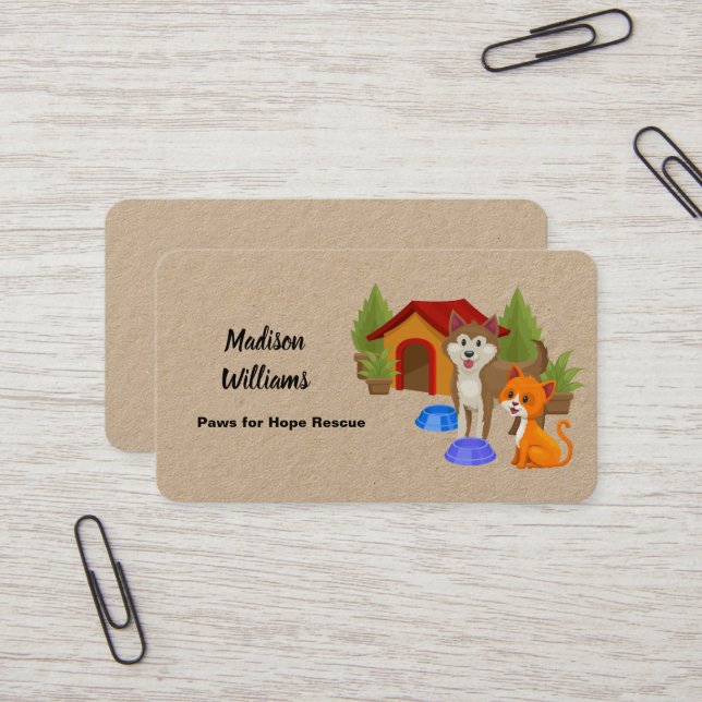 Dog Rescue Dog Walking Business Card (Front/Back In Situ)