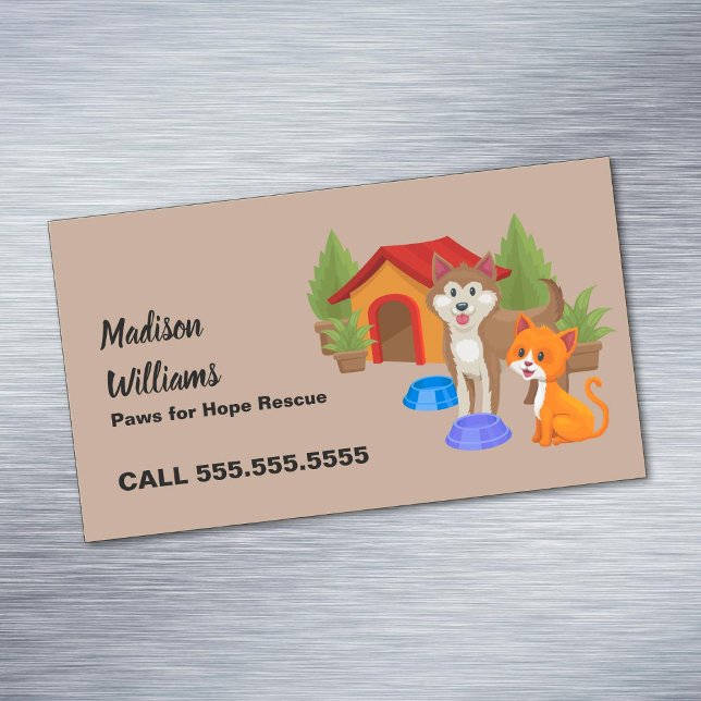Dog Rescue Magnetic Business Card (Dog Rescue Business Card Magnets)