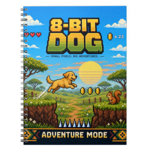 Dog, Retro 8-Bit Pixel Art Notebook