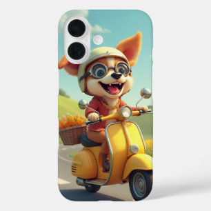 dog riding a scooter iPhone 16 case