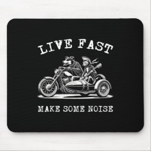 Dog Riding Motorcycle And Cat Playing Guitar Punk  Mouse Pad