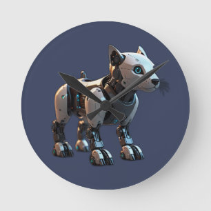 dog robot round clock