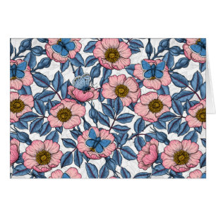 Dog rose and butterflies