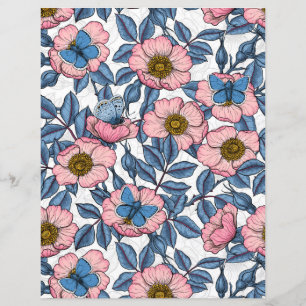 Dog rose and butterflies