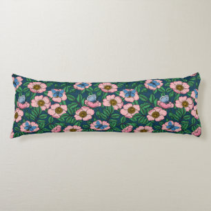 Dog rose and butterflies body cushion