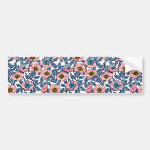 Dog rose and butterflies bumper sticker