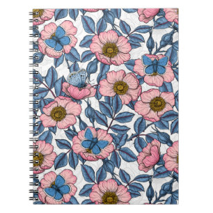 Dog rose and butterflies notebook