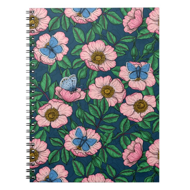 Dog rose and butterflies notebook (Front)