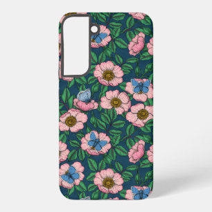 Dog rose and butterflies samsung galaxy case