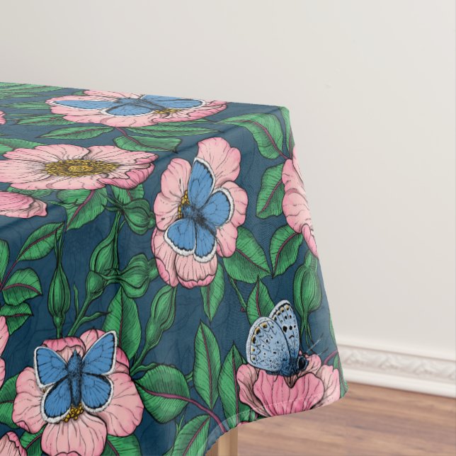 Dog rose and butterflies tablecloth (In Situ)