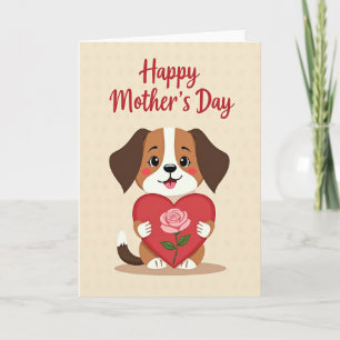 Dog Rose Mothers Day Heart Card