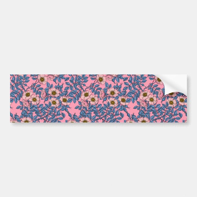 Dog rose pattern bumper sticker (Front)