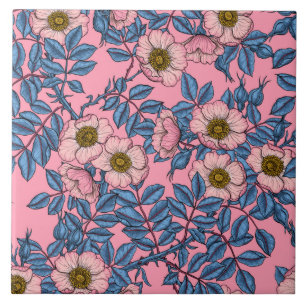 Dog rose pattern ceramic tile