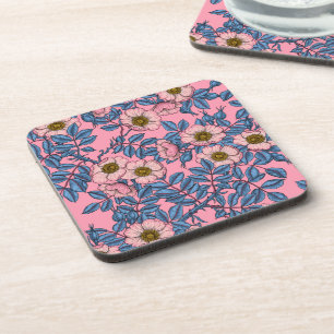 Dog rose pattern coaster