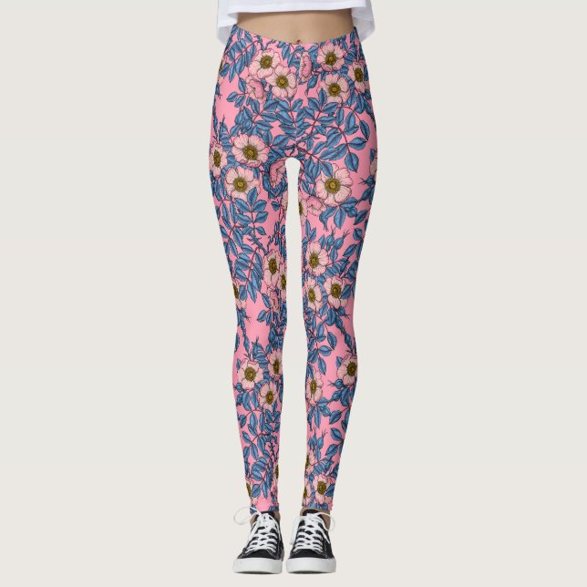Dog rose pattern leggings (Front)