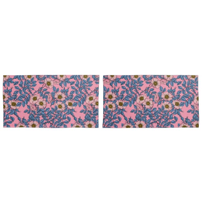 Dog rose pattern pillowcase (Front-Set)